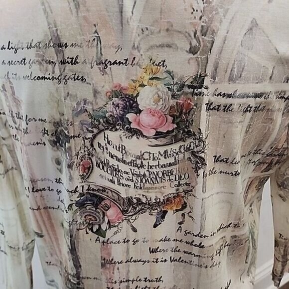 P Michael vintage Y2K 3/4 sheer leeves top W/beading Medium - Picture 3 of 7